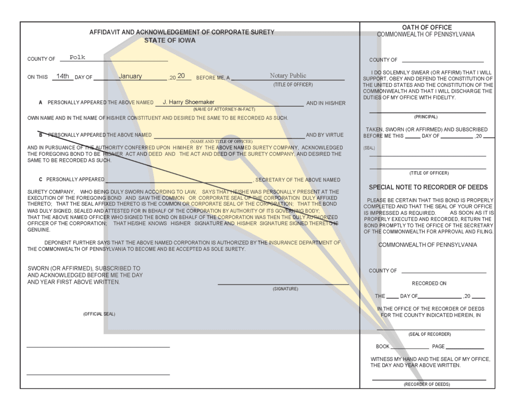 Pennsylvania Notary Bond (10,000) Order Online Fast