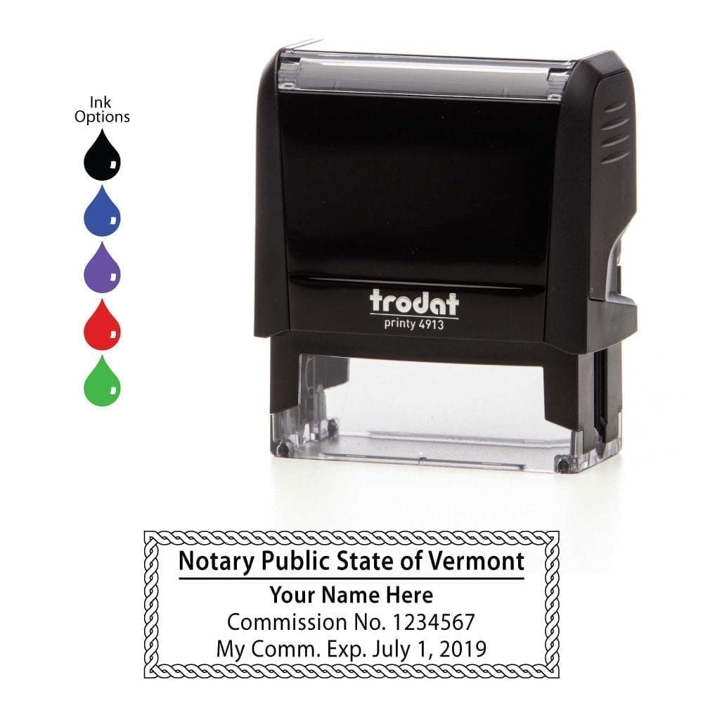 Vermont Notary Stamp - Trodat 4913 Black Vermont Notary Stamp - Trodat 4913 Black