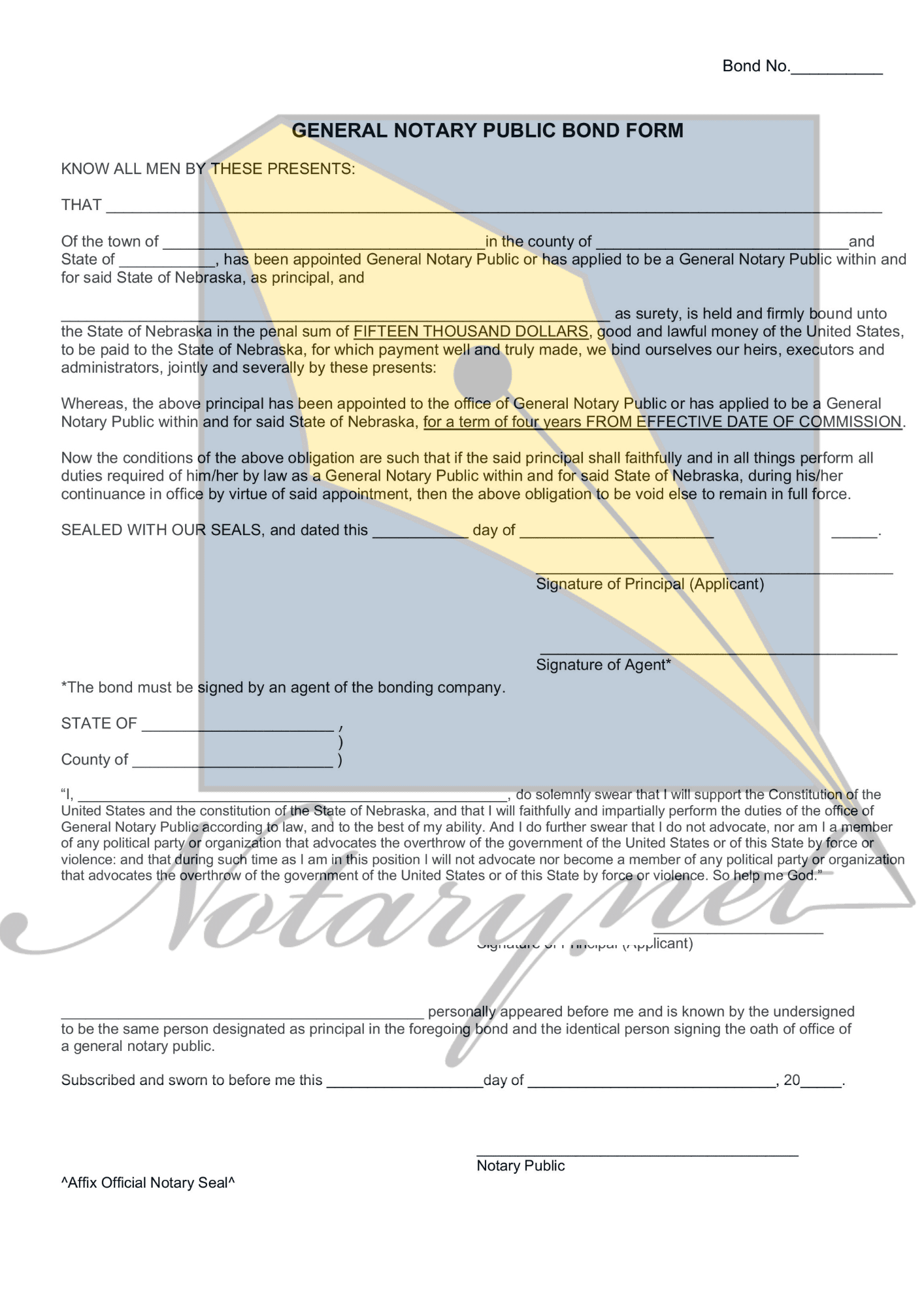 Nebraska Notary Bond (15,000) »