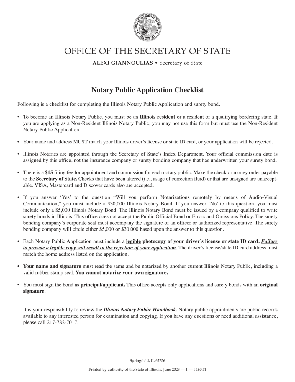 Illinois notary bond application