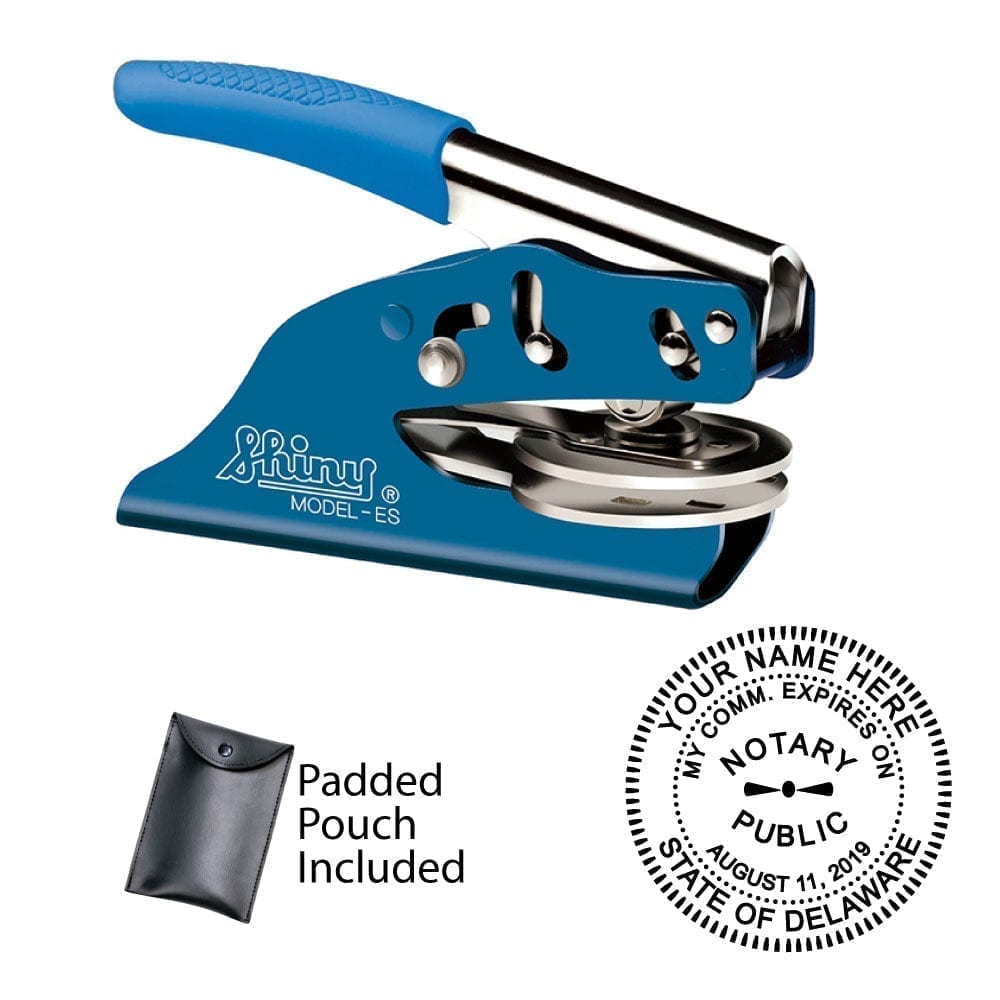 delaware notary seal embosser shiny gray