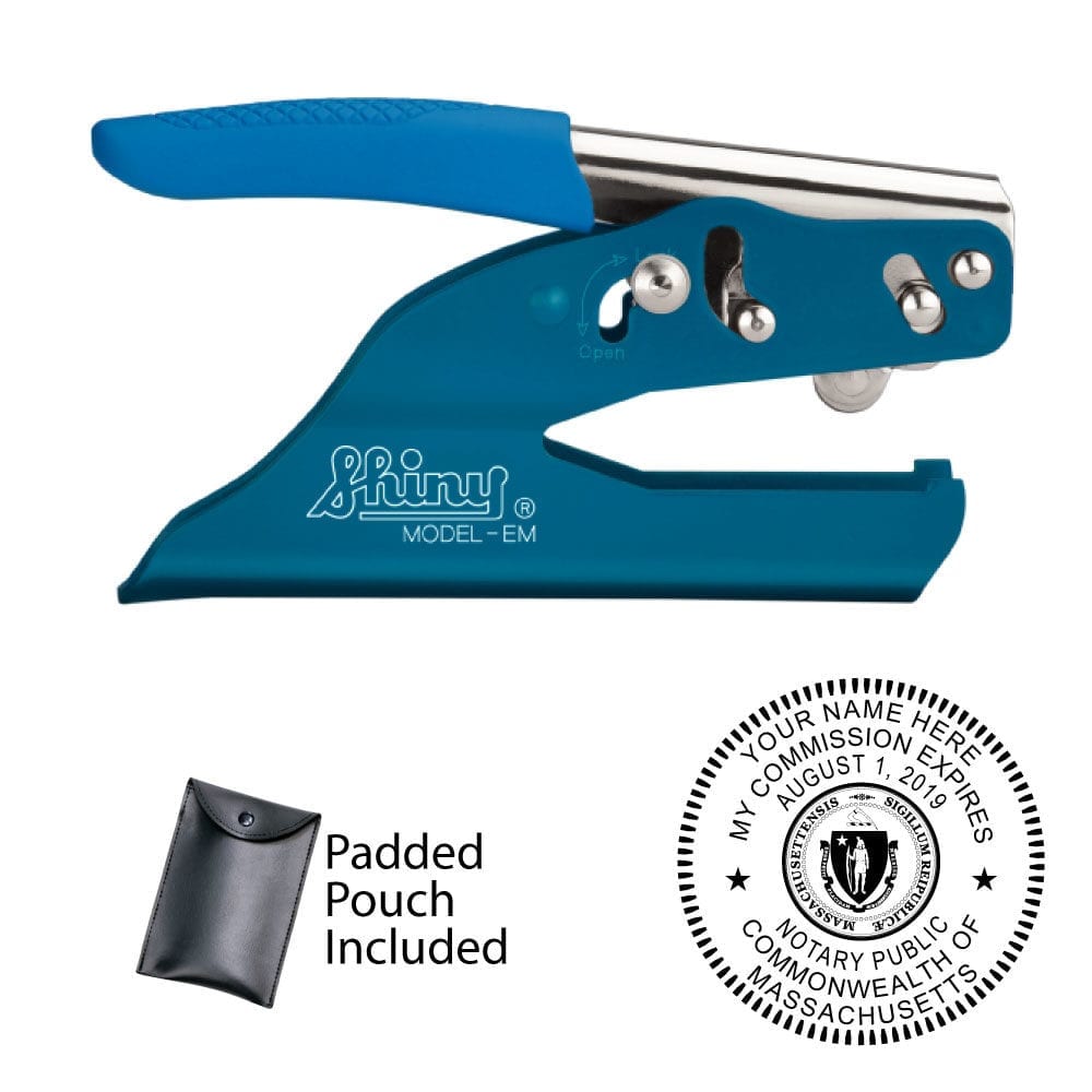 Massachusetts notary embosser ez em blue