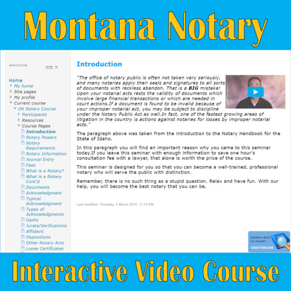 Montana Notary Online Course