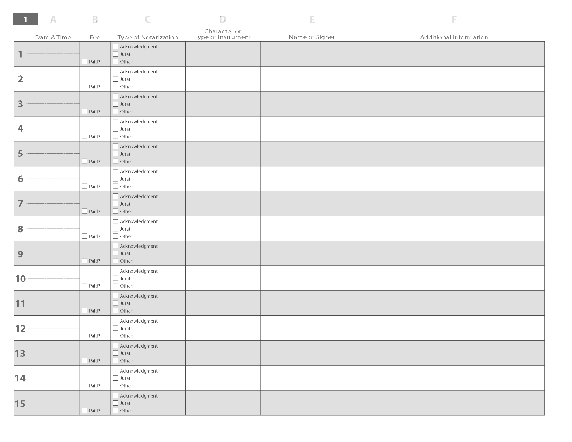 Printable Notary Public Journal Template Printable Form Templates