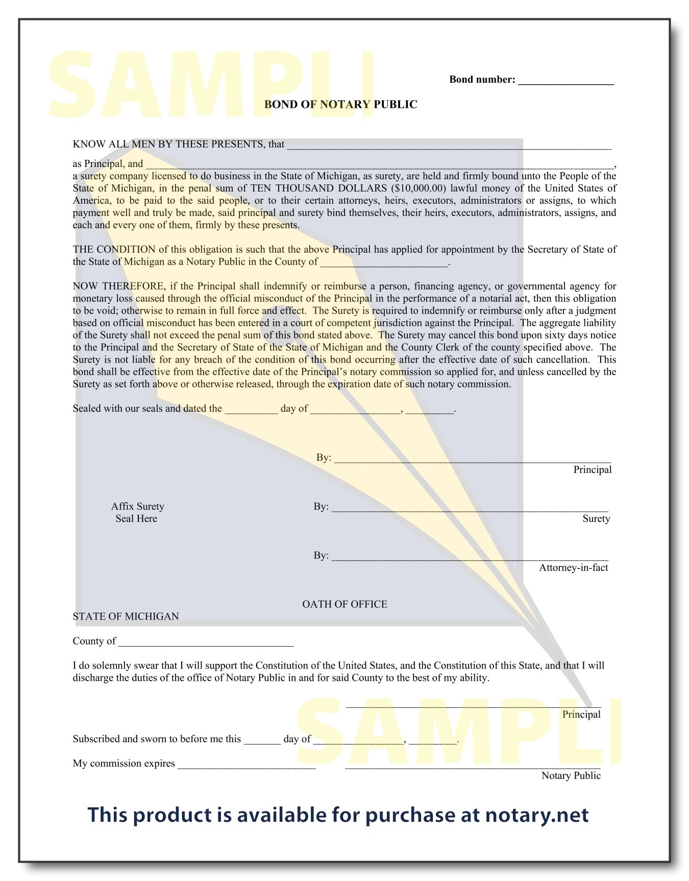 michigan tobacco tax bond Michigan Notary Bond